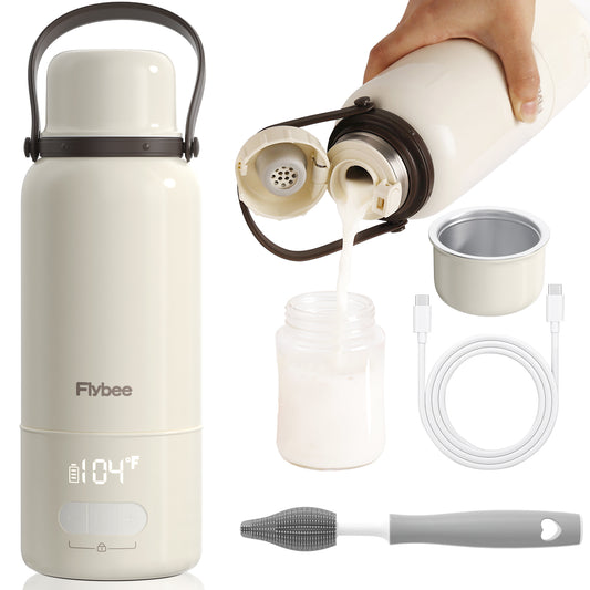 Flybee Portable Bottle Warmer, Fast Heating Cordless Portable Milk Warmer for Travel